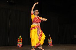 Sangeeta Kar, of Sangeeta's Dance & Music of India in Midland, Michigan, performs a classical odissi dance at the International Festival of Holland in the Holland Civic Center, August 21, 2021.