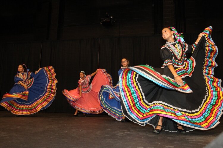 Members of Ballet Folklorico Sol Azteca, of Holland, Michigan, perform during the International Festival of Holland at the Holland Civic Center, August 21, 2021.