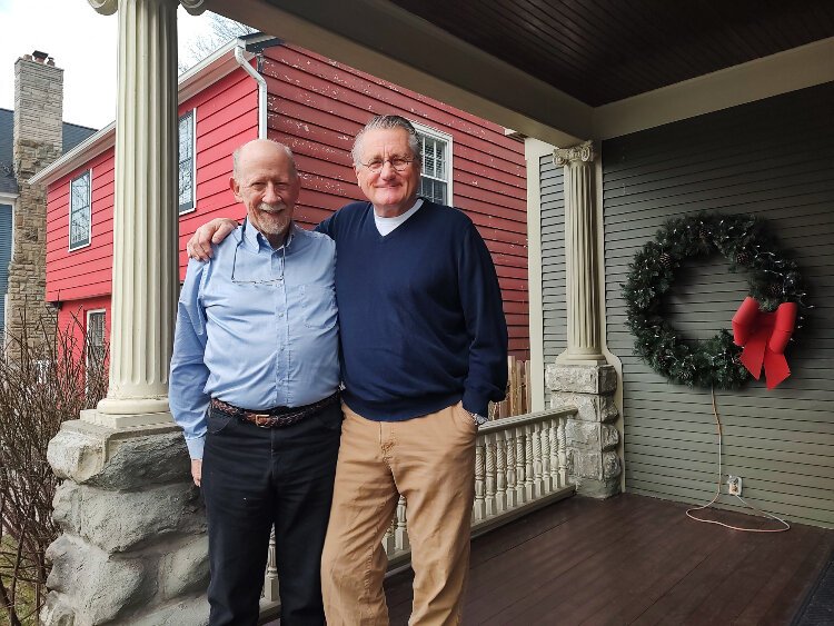 John Shea (left) and Jay Peters posed for a photo this week after Peters used CPR to save Shea from a "widow maker" heart attack. Peters is active in helping Holland achieve a Heart Safe Community designation.