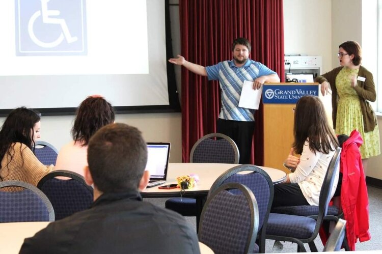 Jonathan K. Cauchi leads a class through Disability Advocates of Kent County. 