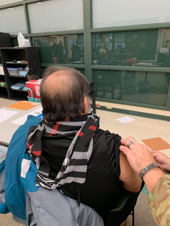 Juan Gonzalez receives his first COVID-19 vaccine. As it rolls out the COVID-19 vaccines, the Ottawa County Department of Public Health has worked with community organizations to work toward equitable vaccine distribution in communities of color.