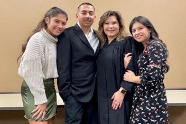 Newly elected Ottawa County judge Juanita Bocanegra (second from right) is pictured with her family.