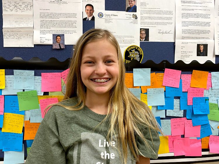 Karissa Moelker, 10, a fifth grade student at Allendale Christian School 