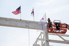 LG Energy Solutions Michigan marked the completion of the structural steel plant on May 16 for a new $1.7 billion 'smart' battery plant in Holland. (LGES)