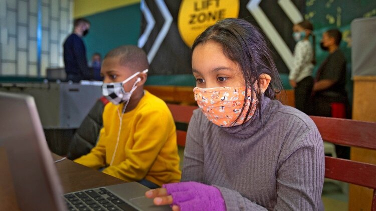 Students study at the Boys & GIrls Club Lift Zone.