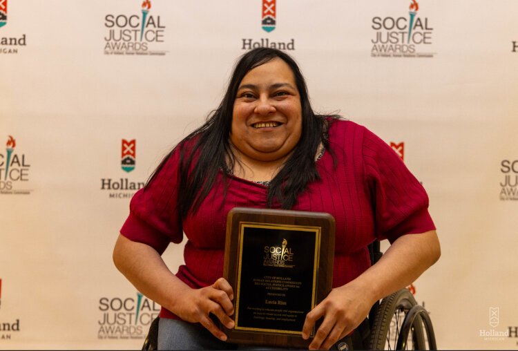 Earlier this month, Lakeshore co-editor Lucia Rios became the frist person honored with the city of Holland's new Social Justice Award for accessibility.