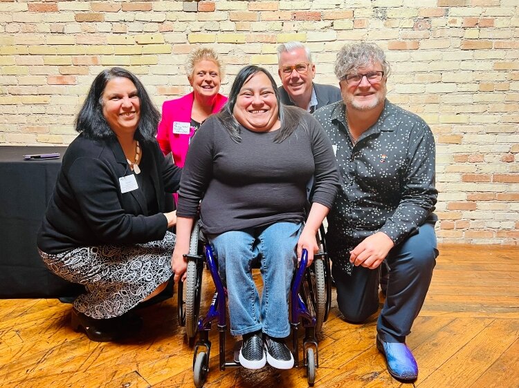 Lucia Rios at the WMPRSA PRoof Awards ceremony with The Lakeshore's ME Shandra Martinez, DAKC Development Director Peggy Helsel, IMG Co-Founder Paul Schutt and Rapid Growth's Publisher Tommy Allen.