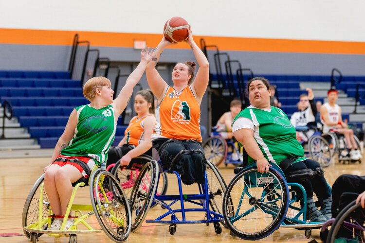Wheelchair basketball is a highly physical sport, with players often bumping into one another and sometimes flipping their chairs. Yet the players love the thrill of getting a shot at the basket and scoring points.