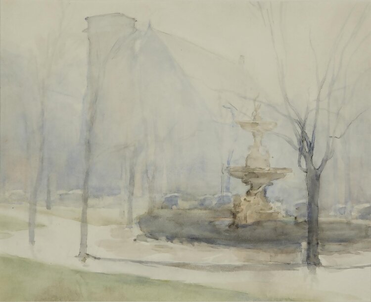 A watercolor, titled A Foggy Day, by Mathias Alten is part of the Holland Museum exhibit.
