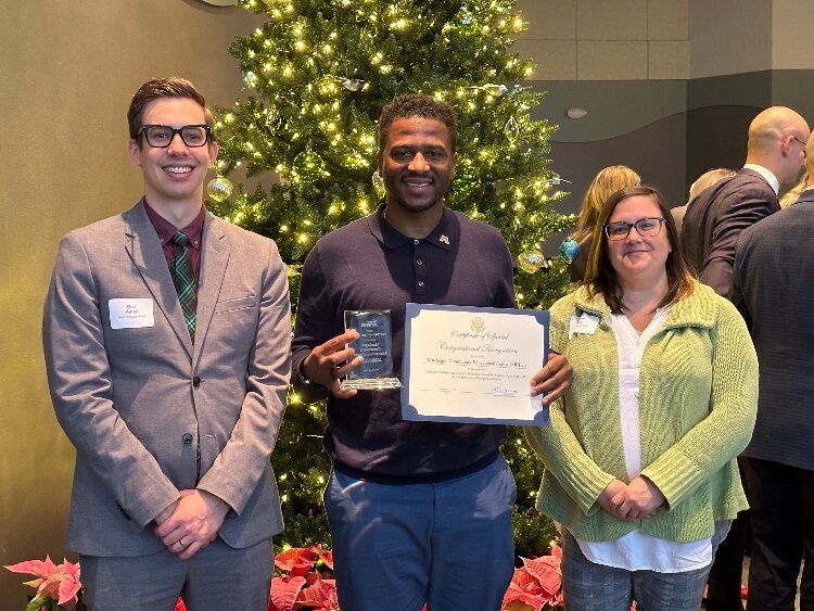 From left to right: Chad Patton of West Michigan Works!; Chauncy R. Williams, of Muskegon Public Schools; and Cathy Cantu, of Orchard View Public Schools.