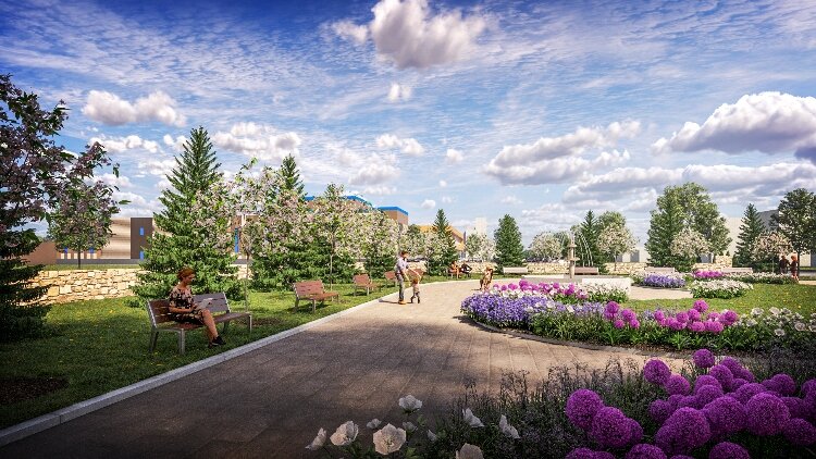 Rendering shows pathway included in Mead Johnson Nutrition’s planned Zeeland facility expansion.