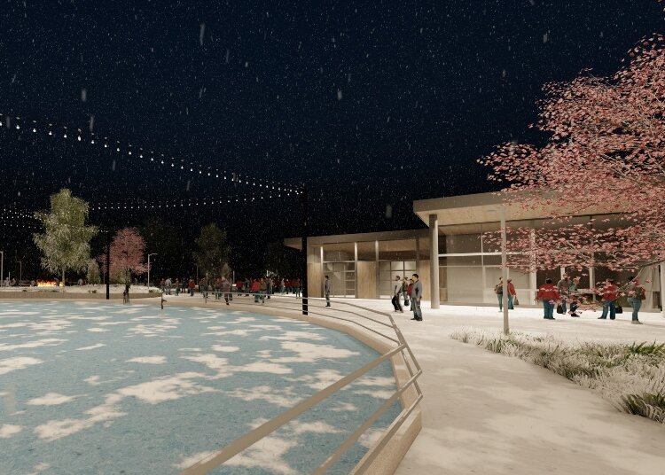 An artist's rendering of what Holland's proposed ice skating park could look like. Construction is planned to be complete by next year.