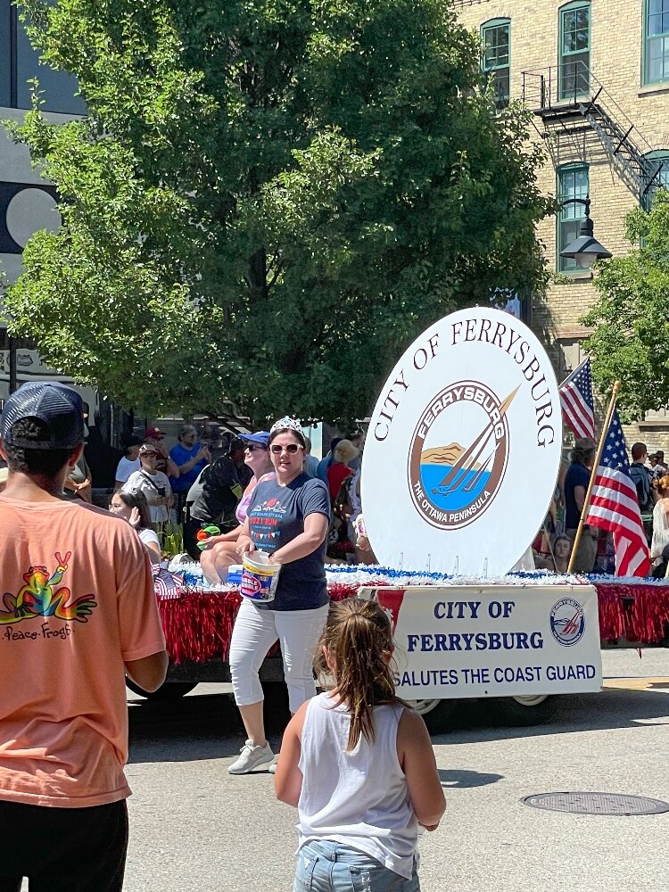 The City of Ferrysburg parade float supports the Coast Guard.