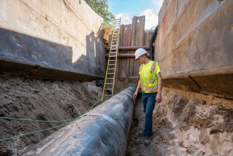 A 30-inch force main wastewater line that will extend nearly 20 miles between Coopersville and Muskegon. (Lakeshore Advantage)