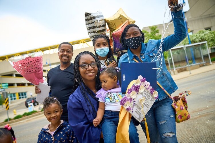 Island Hines with her family at the graduation from GRCC of her mother, Abriana Winters. (GRCC)