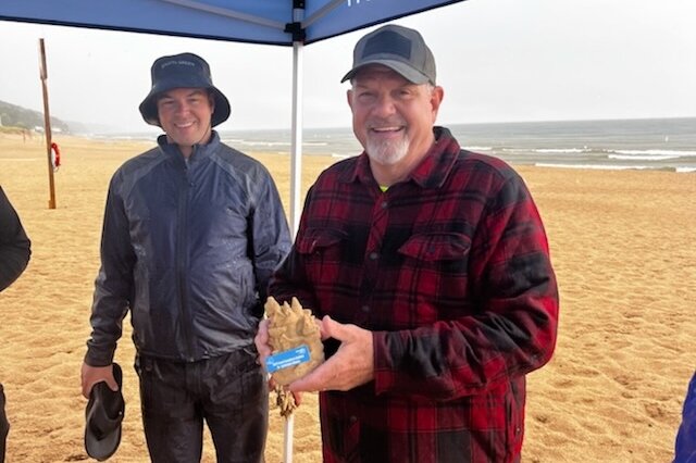 The winners of this year's contest received sand castle trophies.