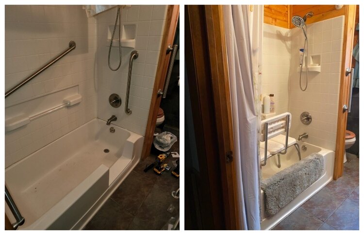 The photos show improvements to tubs to make them more accessible. (DAKC)