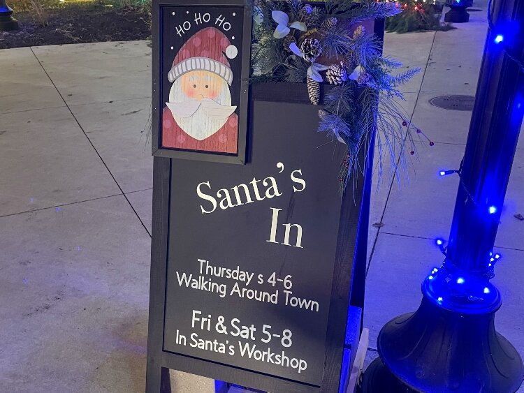 Santa hours for when the Clause’s will be available for photos. (Brittany Meyers)