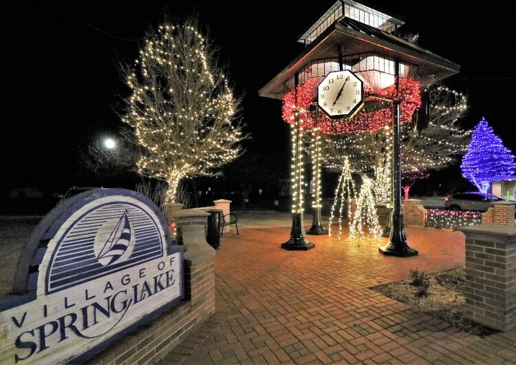 Even Spring Lake's clock tower displays a festive look as part of Spring Lake Sparkle.