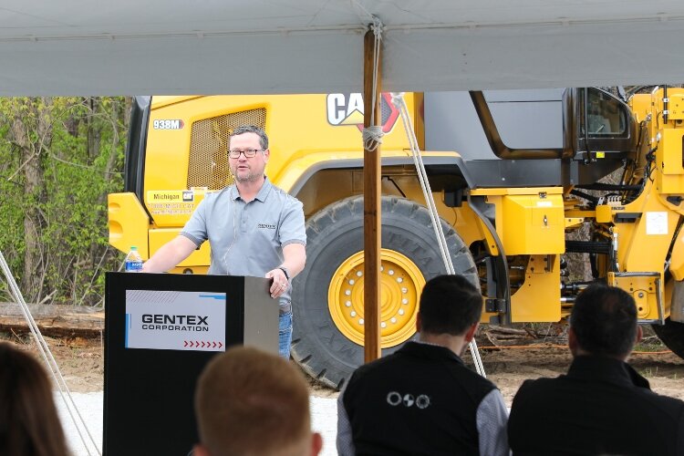 Gentex CEO Steve Downing speaks at the ground breaking. (Gentex)