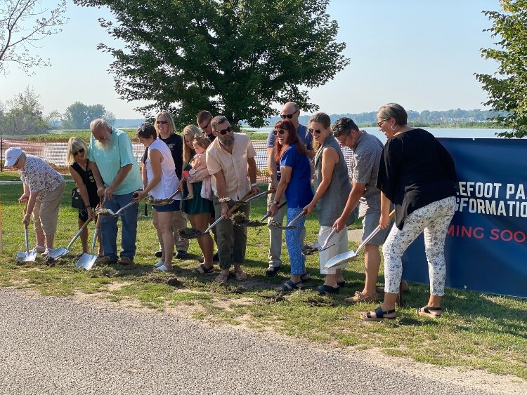 Spring Lake Village Council members and other local officials gathered Aug. 21 to officially launch the construction project by turning shovels during a groundbreaking ceremony at the riverfront park.