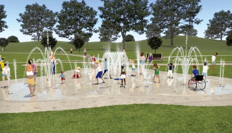 A rendering of the accessible splash pad that will be built at Tanglefoot Park in Spring Lake. 