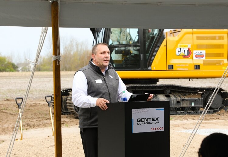 ODC CEO Travis Williams speakas at the groundbreaking. (Gentex)