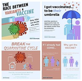 These graphics were created to promote vaccine awareness.