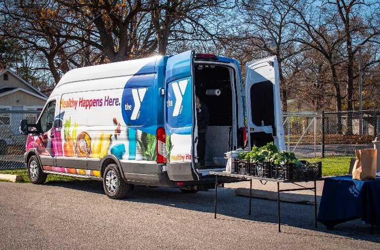 The Muskegon YMCA Veggie Van distributes the produce from MCF. 