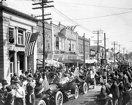 This historic photo shows a downtown Zeeland parade from the early 1900s. (Zeeland Historical Society)
