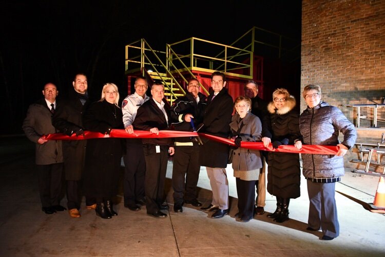 City of Sterling Heights community leaders celebrate the opening of their new firefighter training facility.