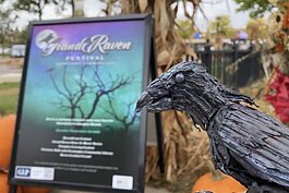Arthur the Raven is made from armature wire, epoxy putty, and the cardboard from a box of Two Hearted Ale.