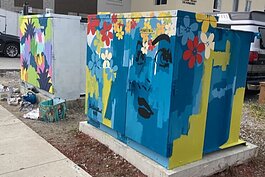 The ZAP! Art Project transformed three utility boxes into public art, with Biz Drouillard’s piece in the foreground.