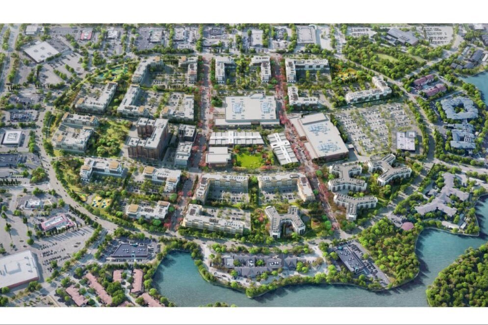 A rendering of the future former site of Lakeside Mall, first released in 2022, which will be redeveloped as Lakeside Town Center.