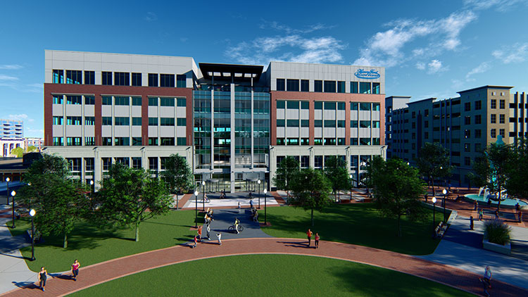 Rendering of the future Henry Ford medical campus in downtown Royal Oak. Courtesy of The Boji Group and Krieger Klatt Architects.