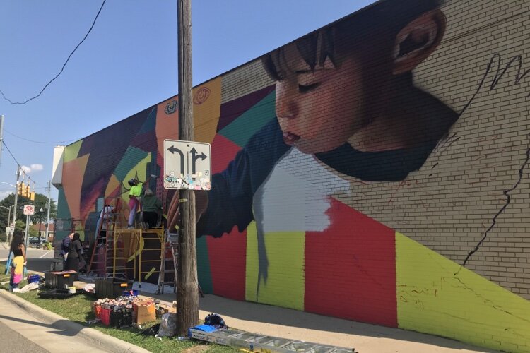 High school students from Wayne County designed, pitched, and painted the mural.