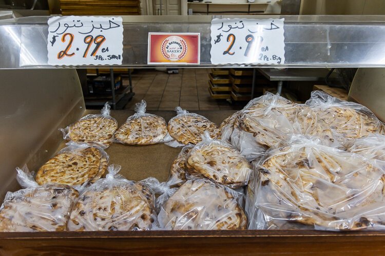 Freshly made bread at Al Bataween.