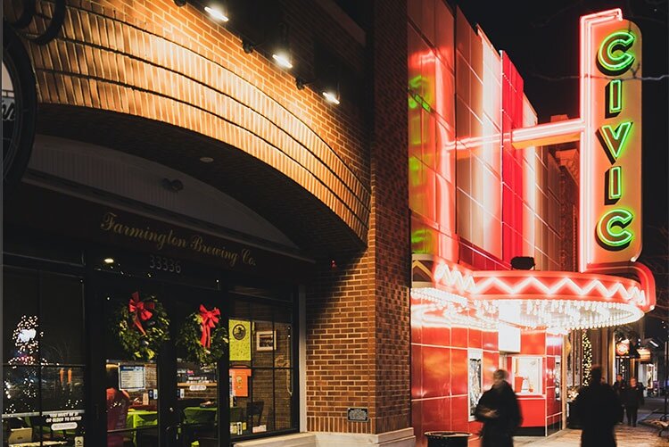 The Farmington Civic Theater began showing first-run movies when it opened in 1940, switched to second-run films in the 1980s, and has now returned to showing first-run movies for the first time in decades.