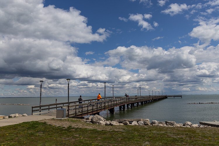 Brandenburg Park's pier is a popular spot for fishing.