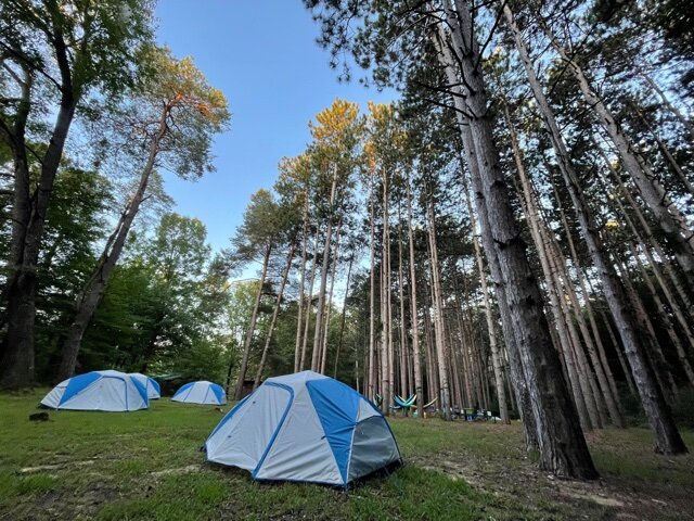 TROOP 75949 camping at Camp Agawam with the tents they purchased with cookie money profits from last year.