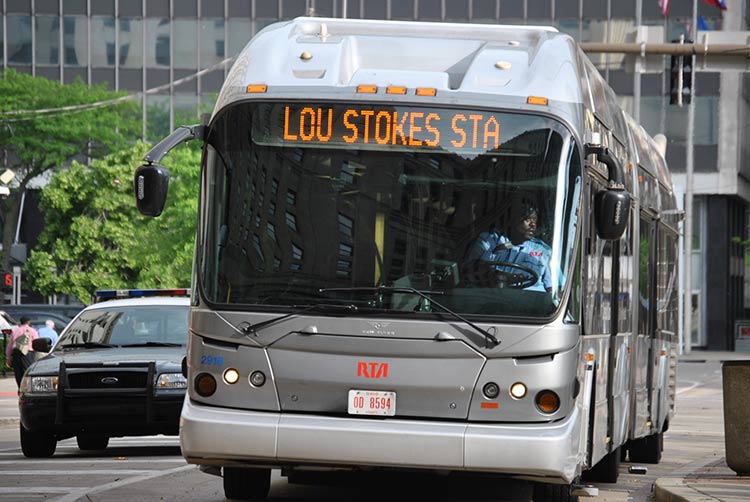  The HealthLine vehicle serves the Louis Stokes Station at Winderemere in East Cleveland, for customers who need to transfer to the heavy-rail Red Line.