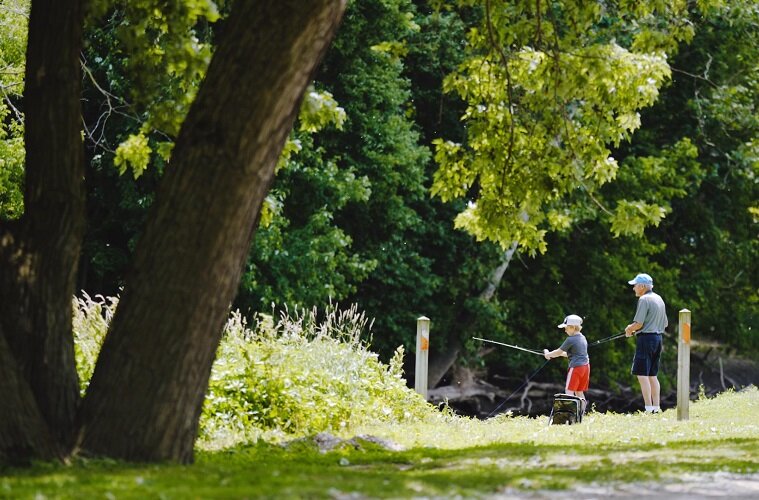 Fishing at Budd Park in Clinton Township.