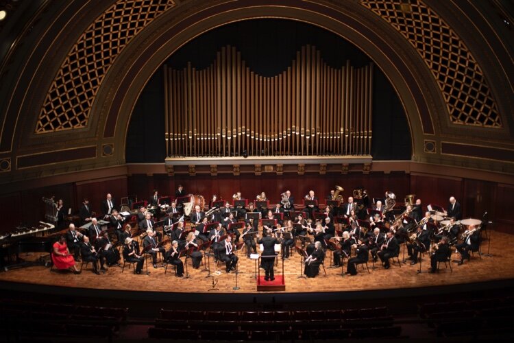 The Farmington Concert Band performs at Riley Park on Monday, July 25.