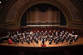 The Farmington Concert Band performs at Riley Park on Monday, July 25.