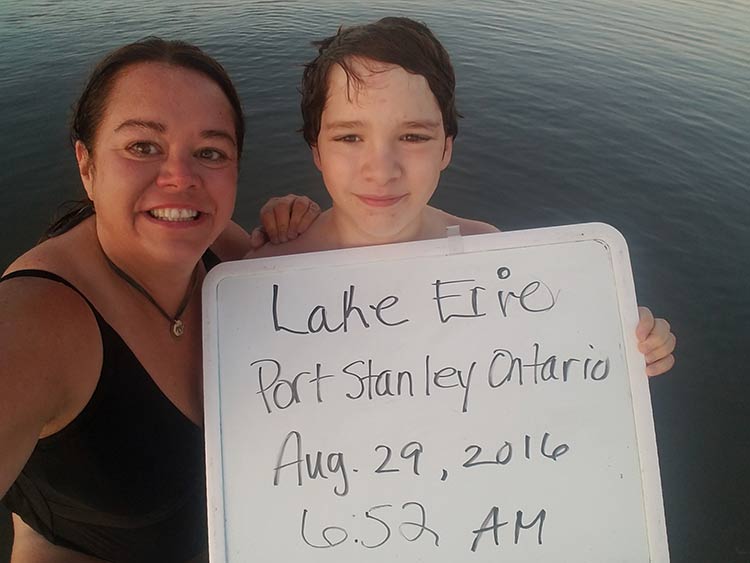 Selfie at Lake Erie: Michele Arquette-Palermo and son Dominic Palermo