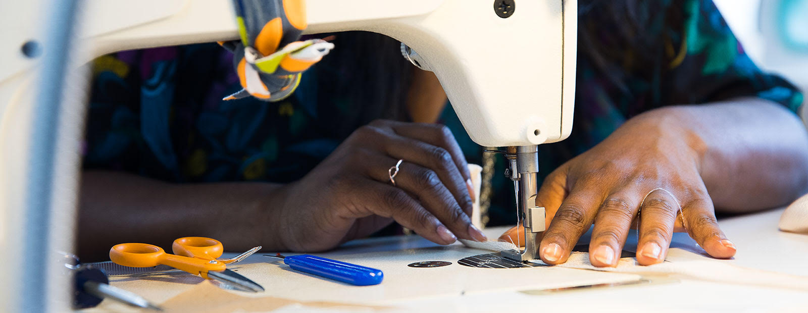 A garment worker at Detroit Sewn