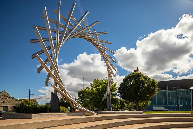 “Dawn,” a sculpture from artist David Barr, installed at the Warren Civic Center.