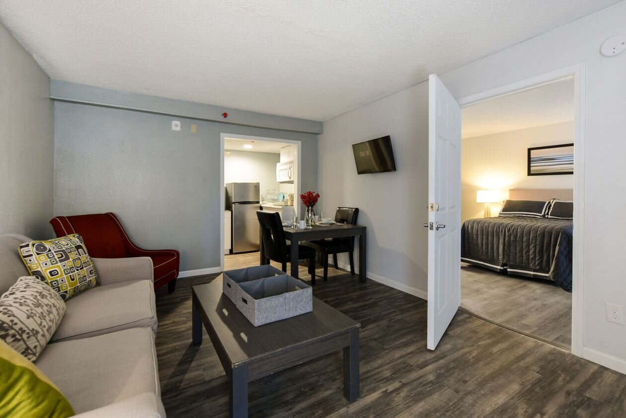 In this Branson, Mo., Days Inn apartment conversion, renamed Plato’s Cave, rents range from $495 for a studio to $625 for a one-bedroom unit. Photo: Plato’s Cave