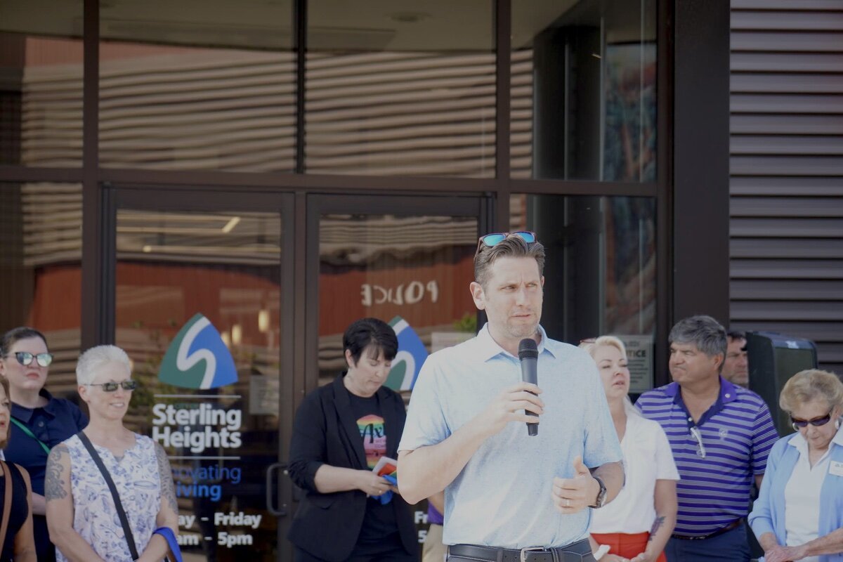 Mayor Michael Taylor speaks on the importance of service and acceptance in Sterling Heights.