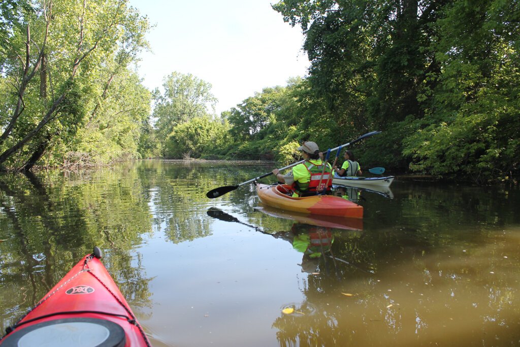 Community members explore Ecorse Creek. Photo by  Quentin Rodriguez.